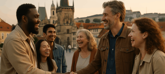 Gruppe beim Handschlag